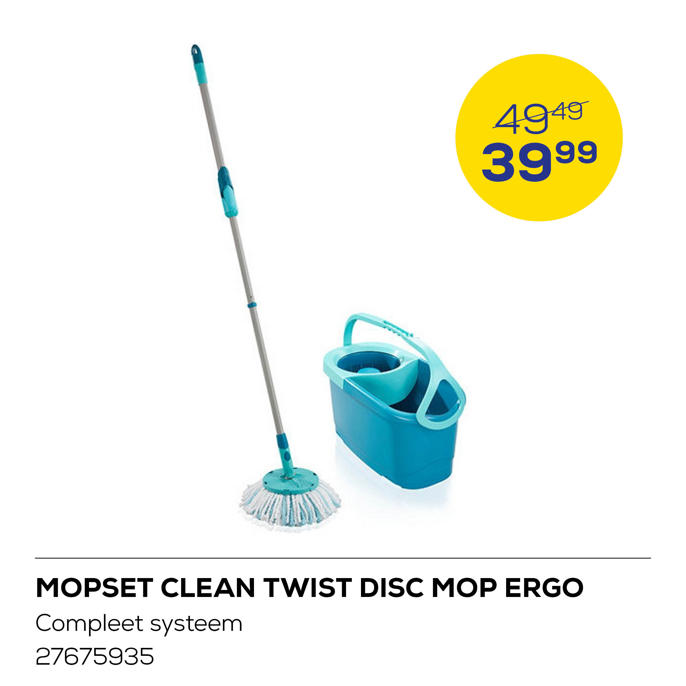 Leifheit Mopset Clean Twist Disc Mop Ergo - Compleet Systeem